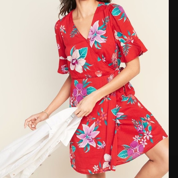 old navy floral wrap dress